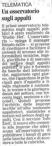 Appalti - Appalto - Gare - Lavori Pubblici - Enti Pubblici - Forniture - Servizi - Progettazioni - Normativa appalti - News Appalti - Imprese - Consulenza